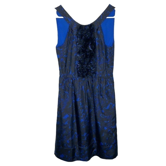 J. Crew Collection 100% Silk Blue & Black Dress with Rosettes NWT Size 2‎ - Picture 1 of 8